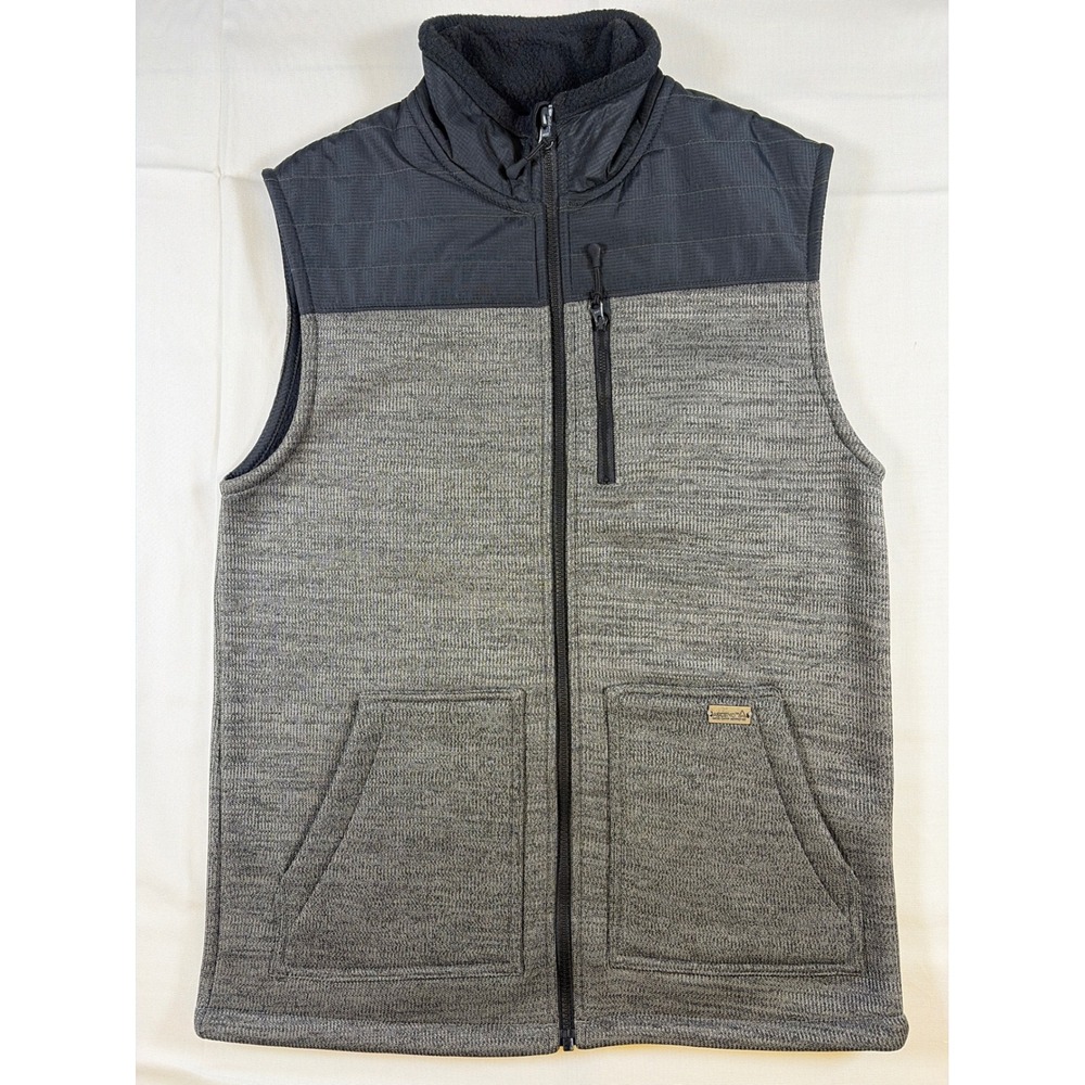 Ascend Mens Full Zip Fleece Lined Vest Gray Black Heathered Knit Small